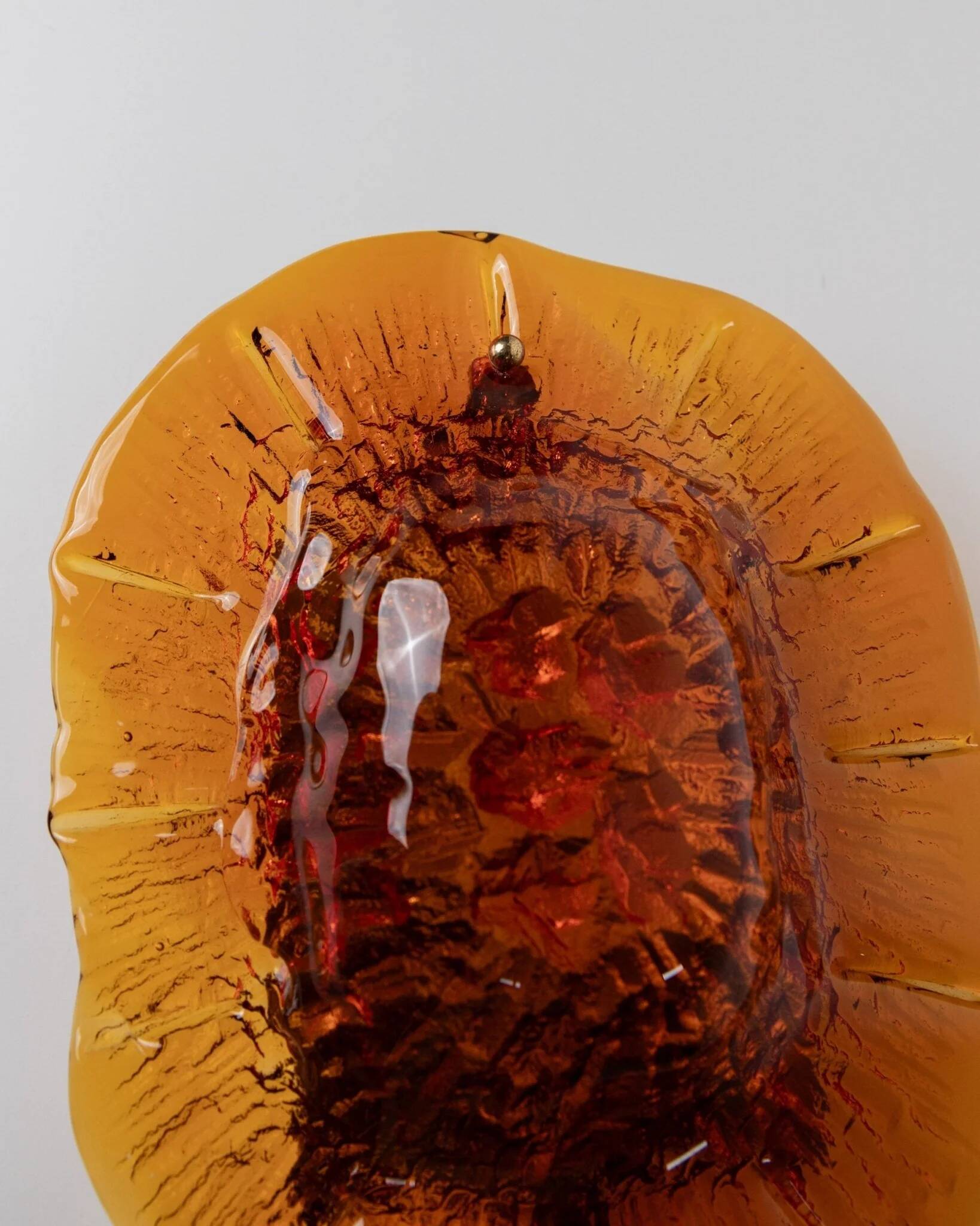 Orange Glass & Metal Wall Lamp Medaillon by Vitrika, 1960s Boho Vintage
