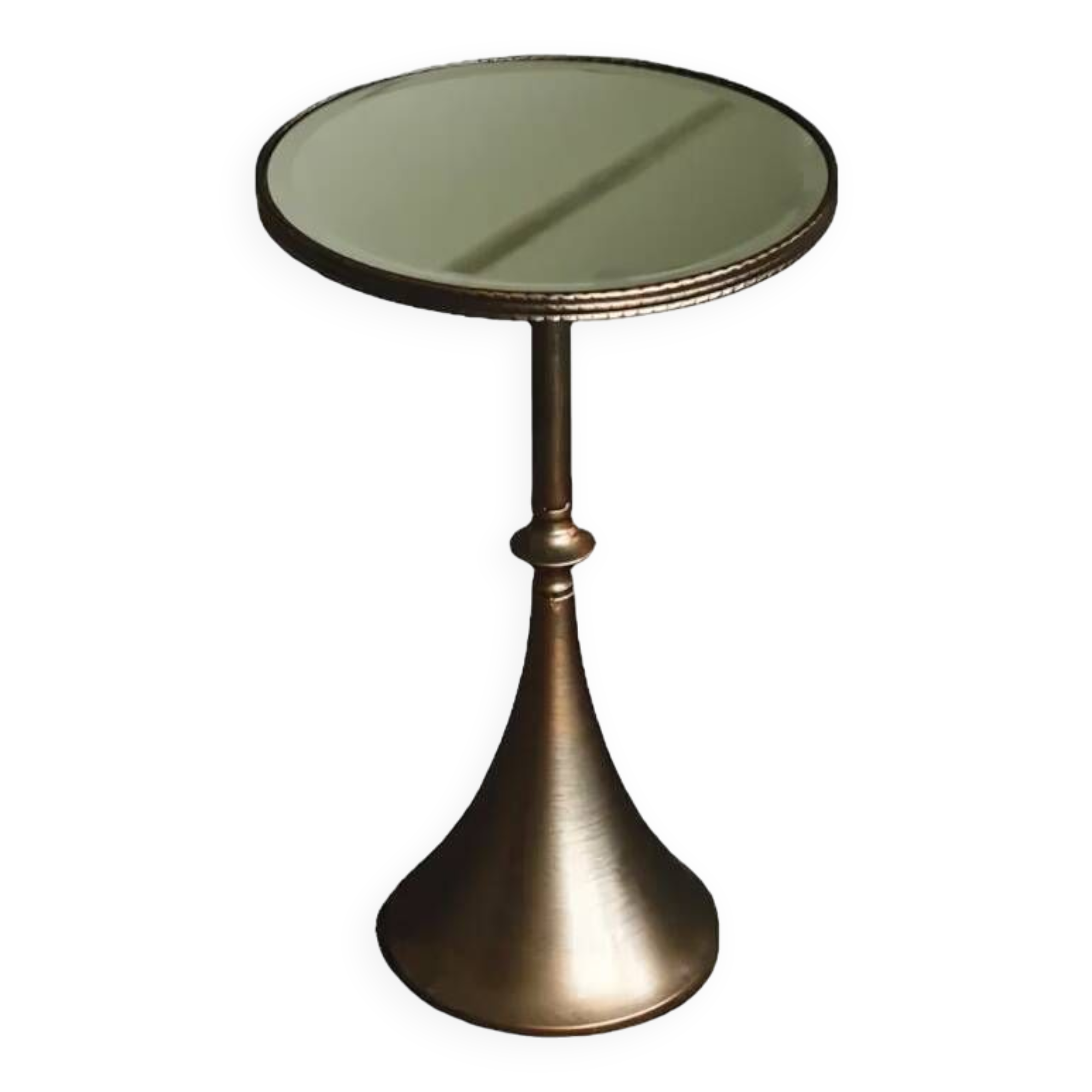 Light Luxury Round Mirror Glass Coffee Table, Retro Side Table for Living Room