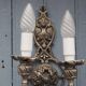 Italian Hollywood Regency Crystal Wall Lights – Silvered Metal Double Arm Light