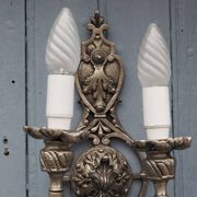 Appliques en cristal Hollywood Regency italienne – Lumière à double bras en métal argenté