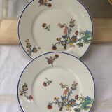 2 dessert plates Paulhat Limoges peacock patterns