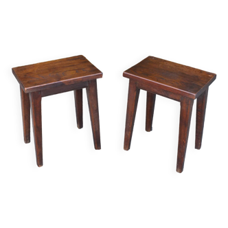 Pair of 60s oak stools or end tables