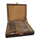 12 silver-plated metal teaspoons, Art Deco style