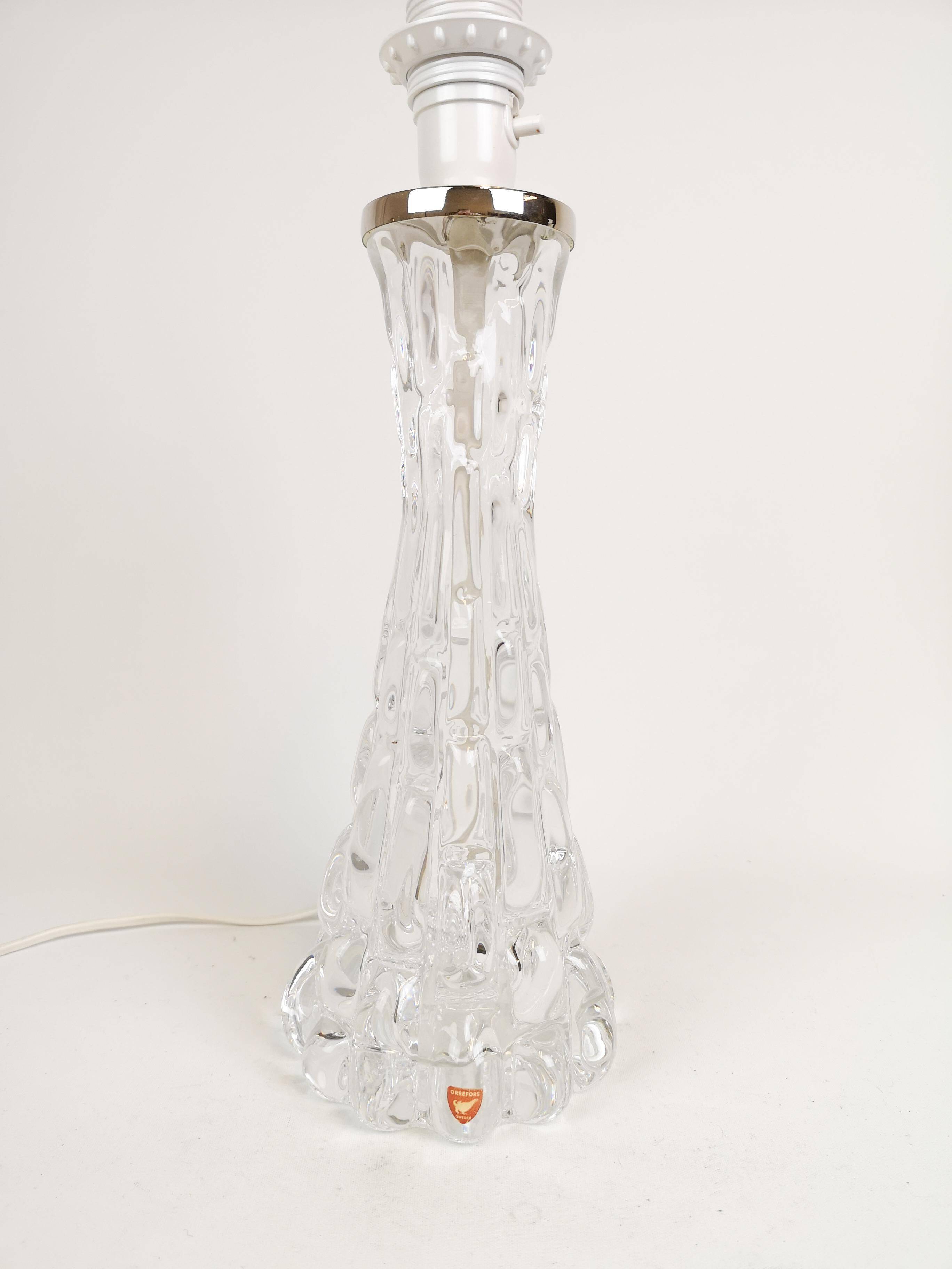 Mid-century Swedish crystal table lamps from Orrefors by Carl Fagerlund.