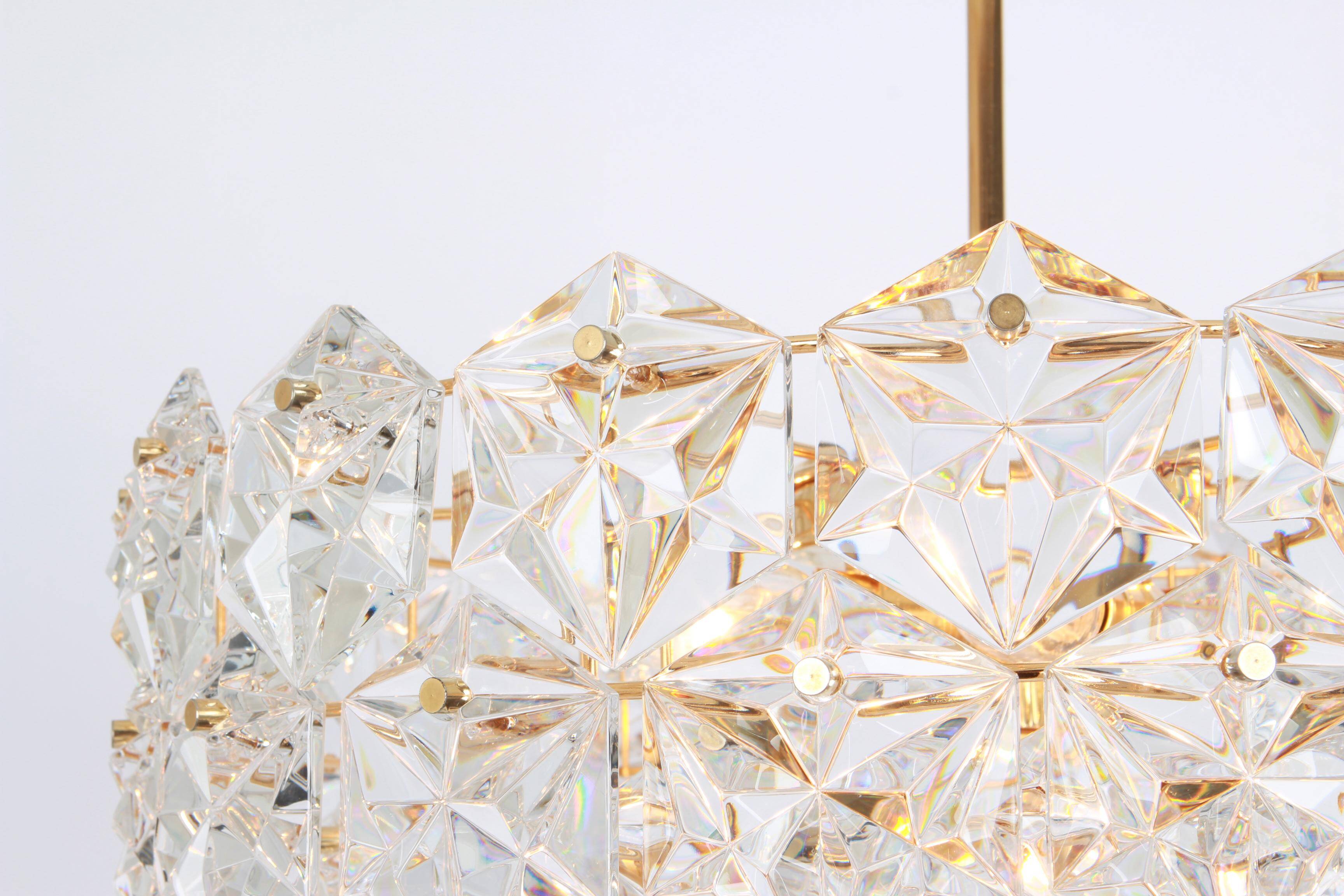 Kinkeldey chandelier in gilded brass and crystal glass, Germany, 1970s