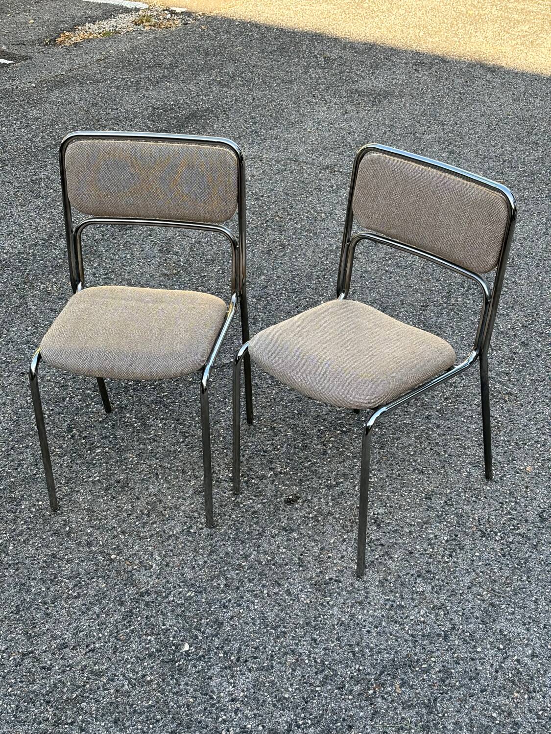 1970s designer chairs in metal and fabric