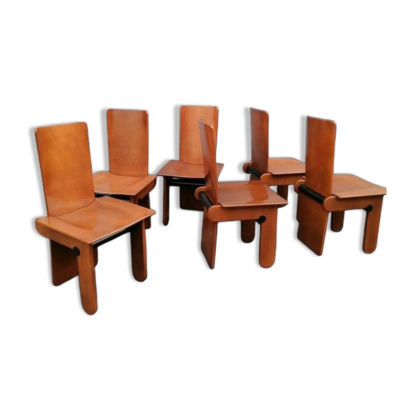 Wooden Chairs attributed to Carlo Scarpa for Gavina, Italy, 1970s, Set of 6