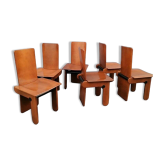 Wooden Chairs attributed to Carlo Scarpa for Gavina, Italy, 1970s, Set of 6