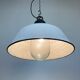 White Enamel and Cast Iron Industrial Pendant Light with Glass Cover, 1960s