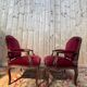 Pair of armchairs from the Louis XV period – Carved wood, burgundy velvet