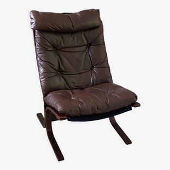 Fauteuil en cuir d'Ingmar Relling pour Westnofa Vestlandske, 1970