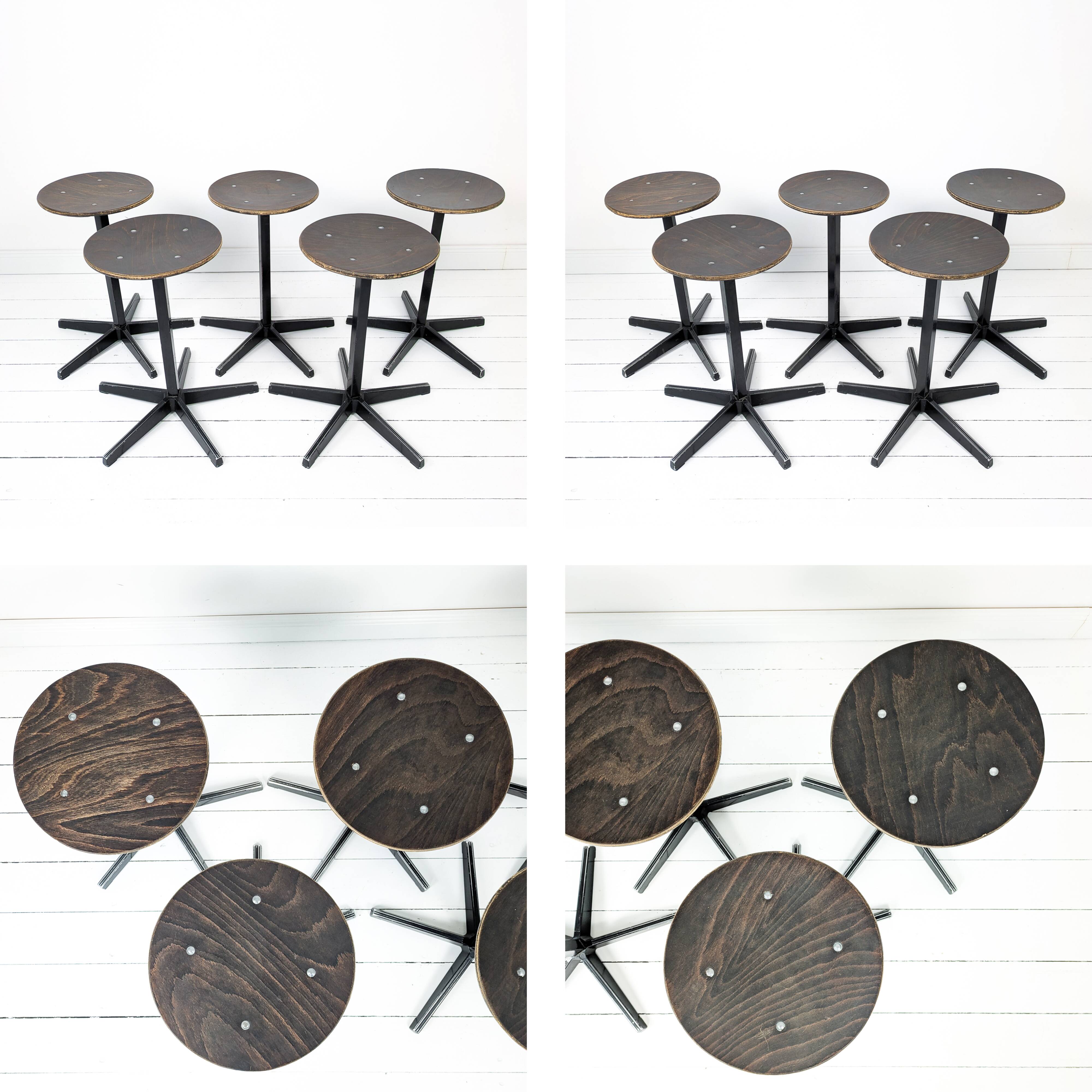 Tabouret industriel en métal, piètement étoile