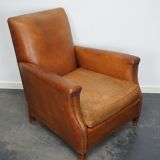 Fauteuil club cognac, années 1940