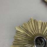 Set of Three Brutalist Bronze Sunburst Wall Lights, Italy 1950s