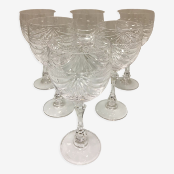 6 crystal glasses artisanat de lorraine model gérard