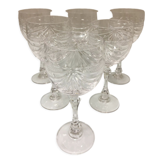 6 crystal glasses artisanat de lorraine model gérard