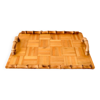 wooden and bamboo tray from the 60s