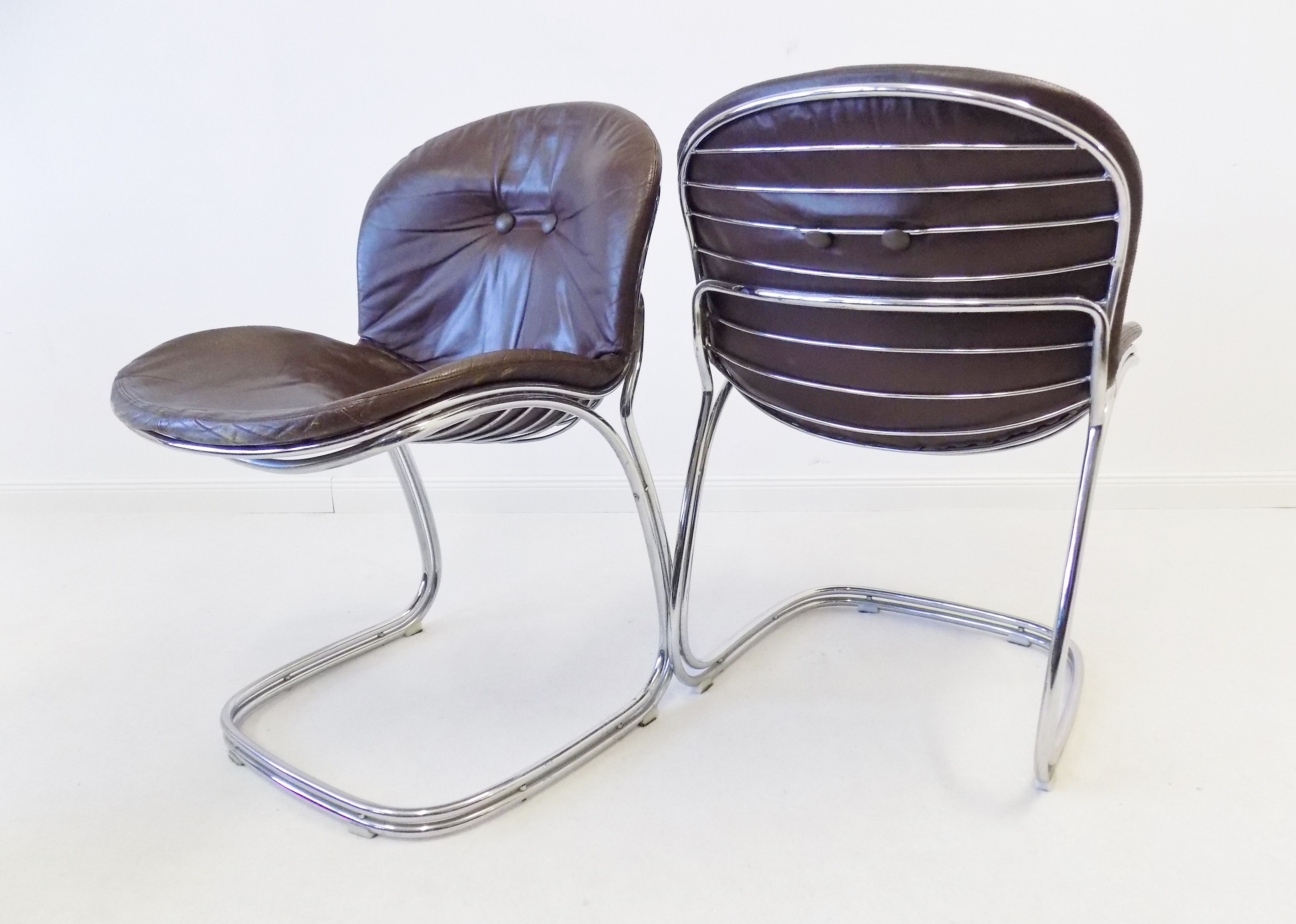 Rima Sabrina set of 4 leather dining chairs by Gastone Rinaldi