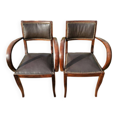 Paire De Fauteuils Bridges Art Déco
