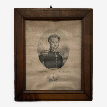 Engraving representing General Pierre PJ Cambronne Mulnier Bosselman baguette frame