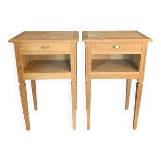 Pair of raw oak bedsides