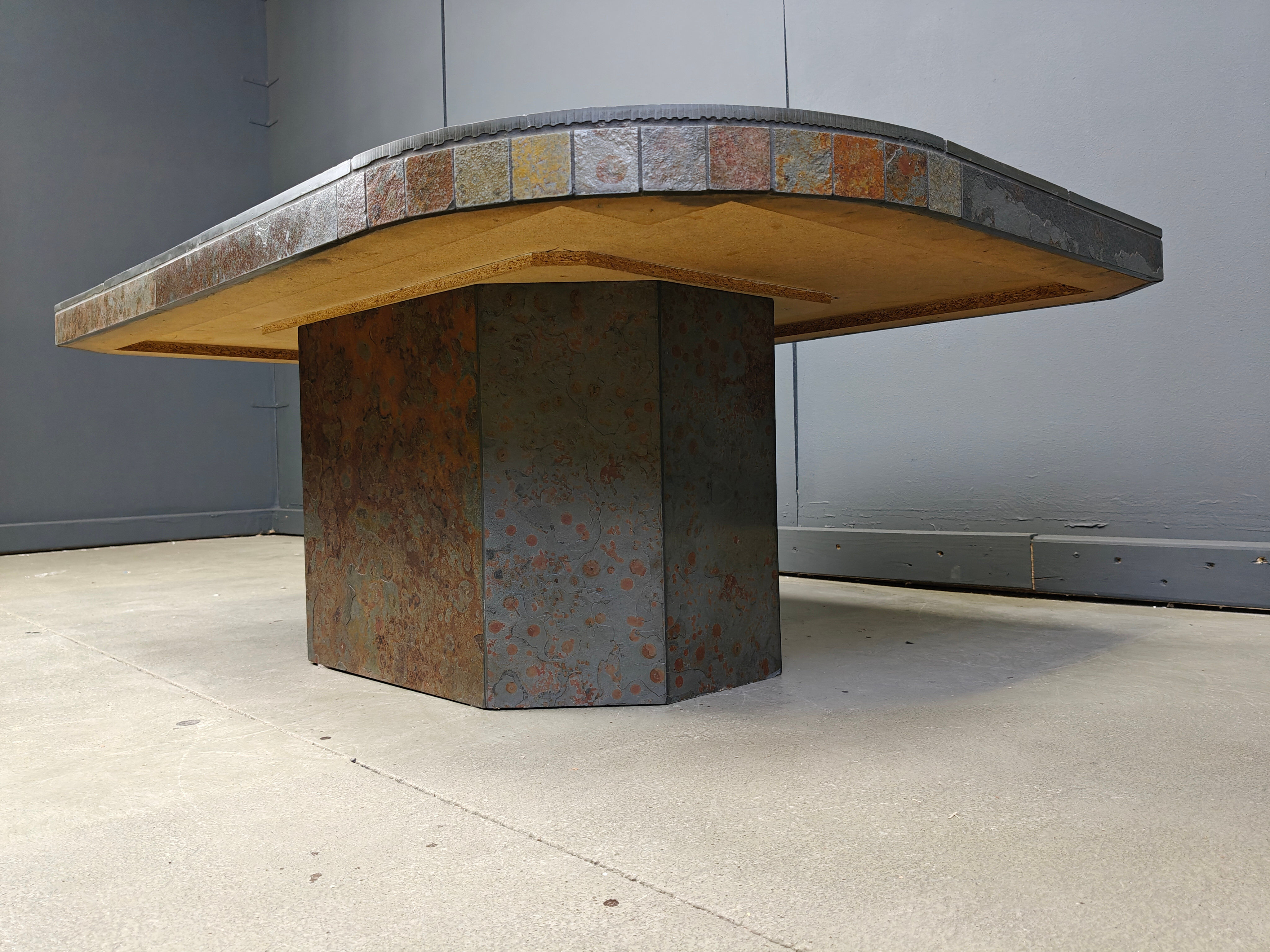 Brutalist slate stone coffee table, 1980s