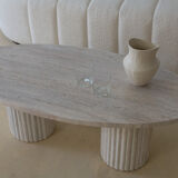 Calypso oval coffee table - natural travertine