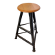 Vintage Industrial Bar Stool: ROWAC Era Style, Metal Base, Wood Seat