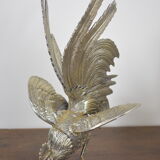 Pair of silver brass roosters