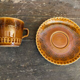 Set of 6 cups and saucers digoin colorado model vintage beige ceramic