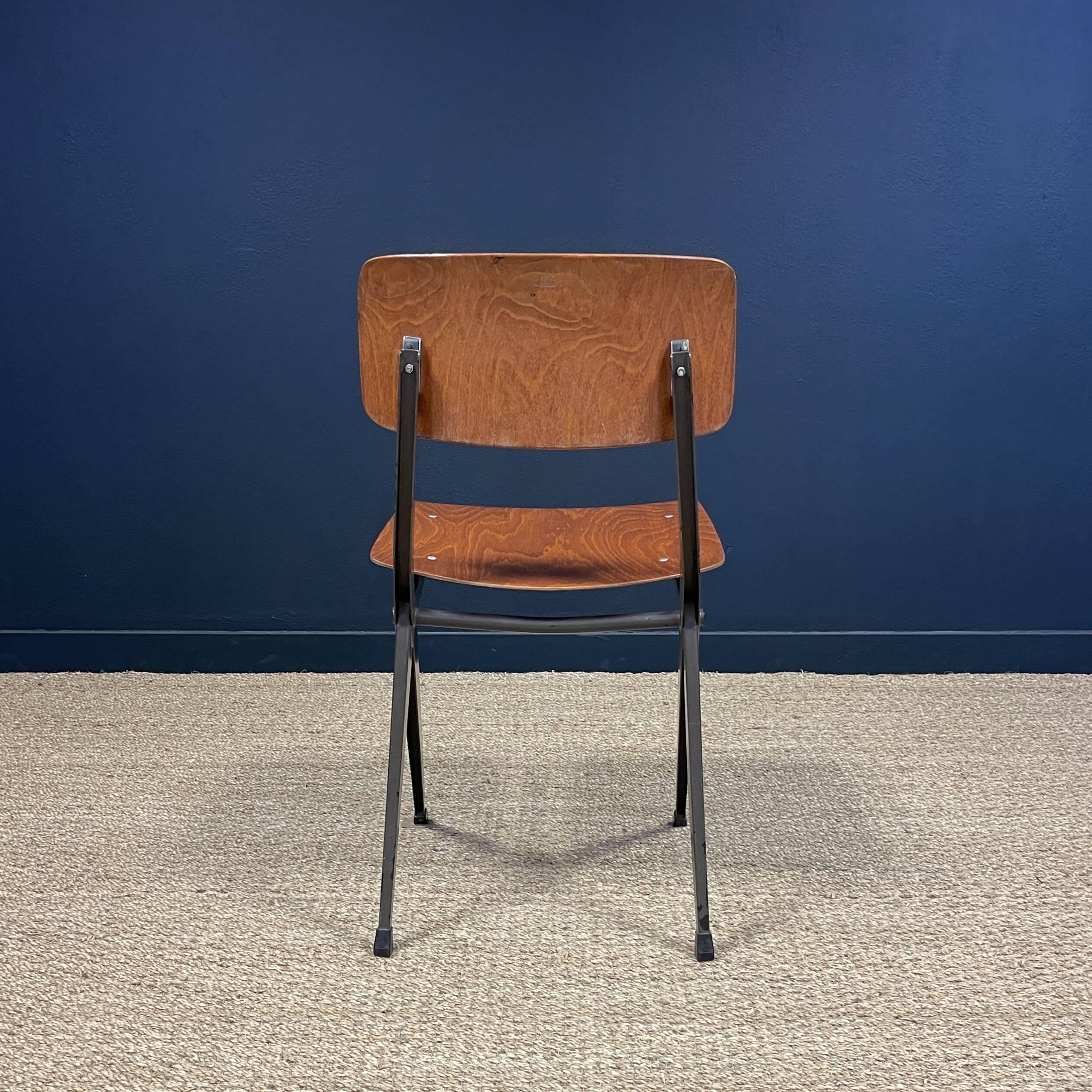 Result chair Friso Kramer for Ahrend wood steel taupe 60s Netherlands