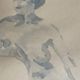Painting signed monochrome blue black watercolor “seated woman”