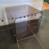 Smoked plexiglass side table from the 70s