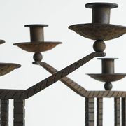 Art Deco pair of candle holders in wrought iron and stone