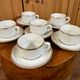 Set of 2 Apilco Flat French Porcelain Coffee Cups with Saucers, Model Flora