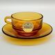 4 TASSES et SOUCOUPES verre Duralex couleur ambre France vintage
