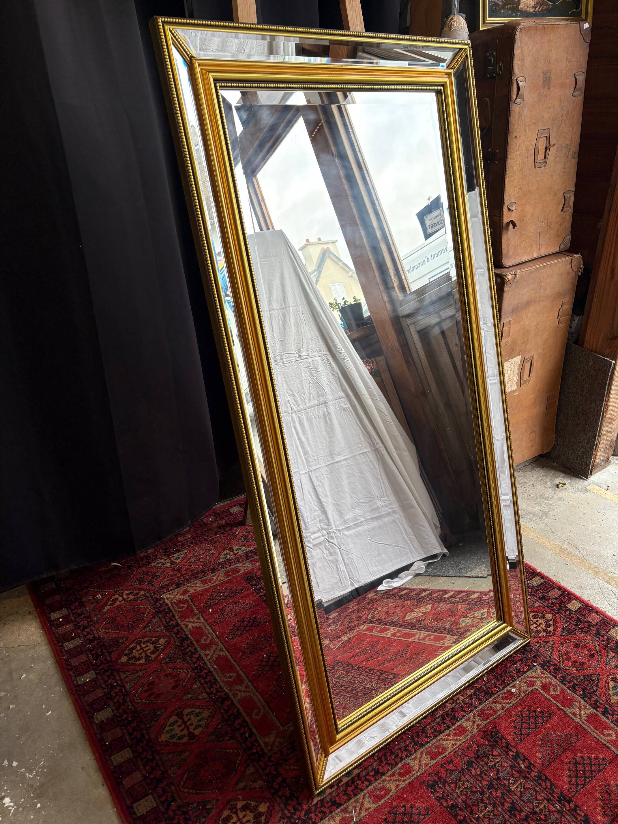 Large gilt mirror with beveled glass - Louis Philippe style