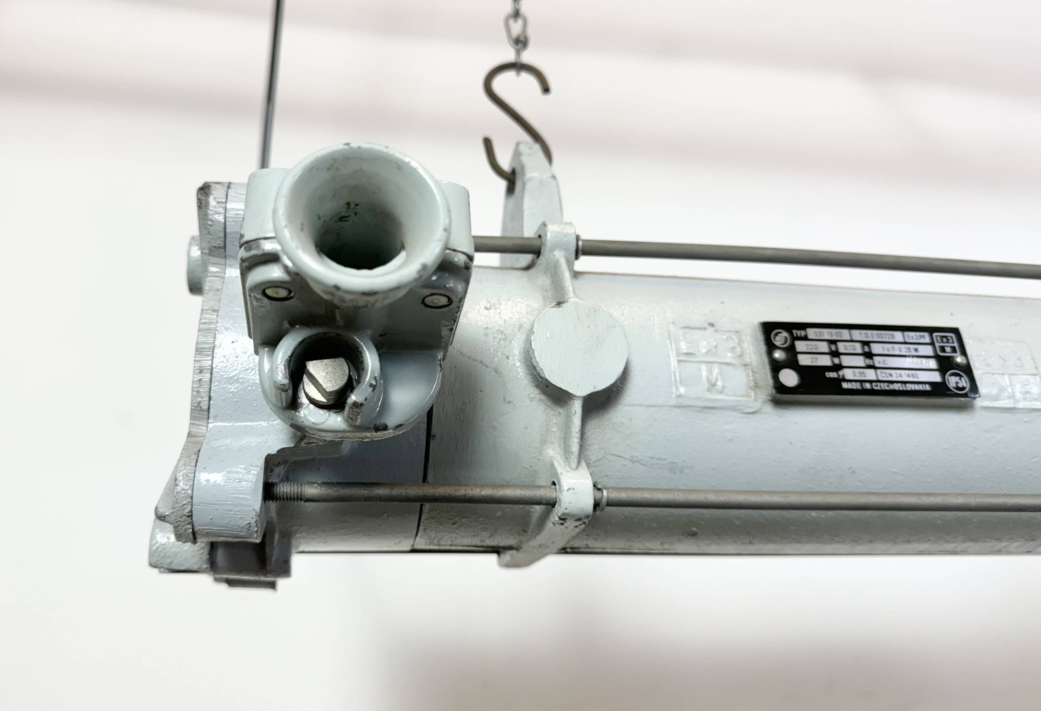 Grey Industrial Hanging Tube Light from Elektrosvit, 1980s