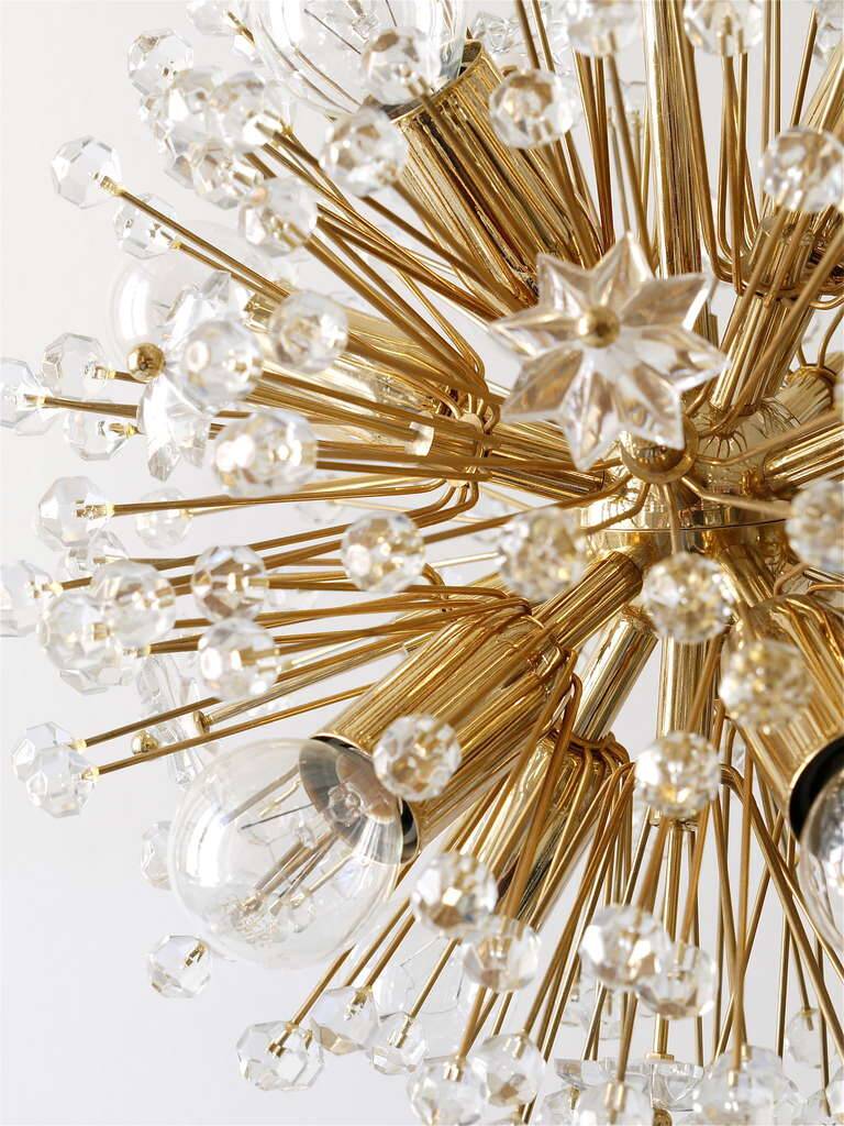 Emil Stejnar Lustre Sputnik Dandelion Gold Mid-Century, 1970s