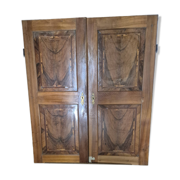Paire de Portes en noyer et ronce de noyer massif 19ème