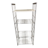 Modular wall bookshelf desk in vintage chrome.