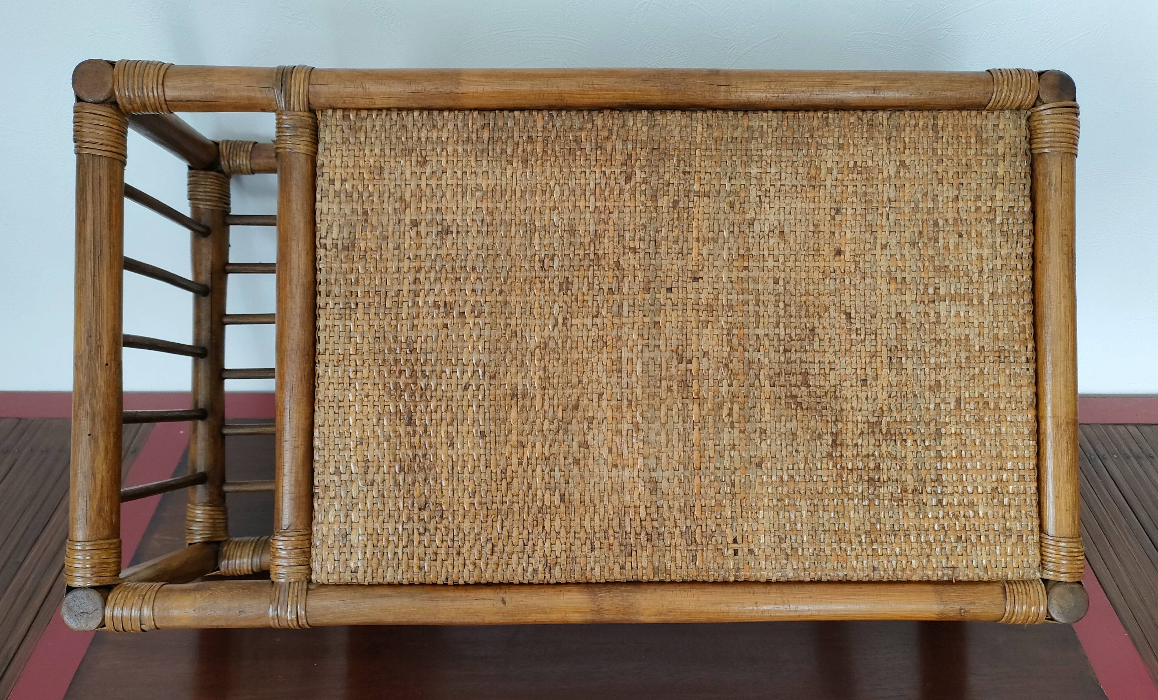 Large vintage serving tray, rattan and wicker - Indonesia - 1950s/1960s