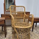 Fauteuil en Rotin Bambou vintage 1950s design -H85cm