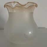 Set of 5 antique frosted glass lampshades with gold trim in Art Deco style