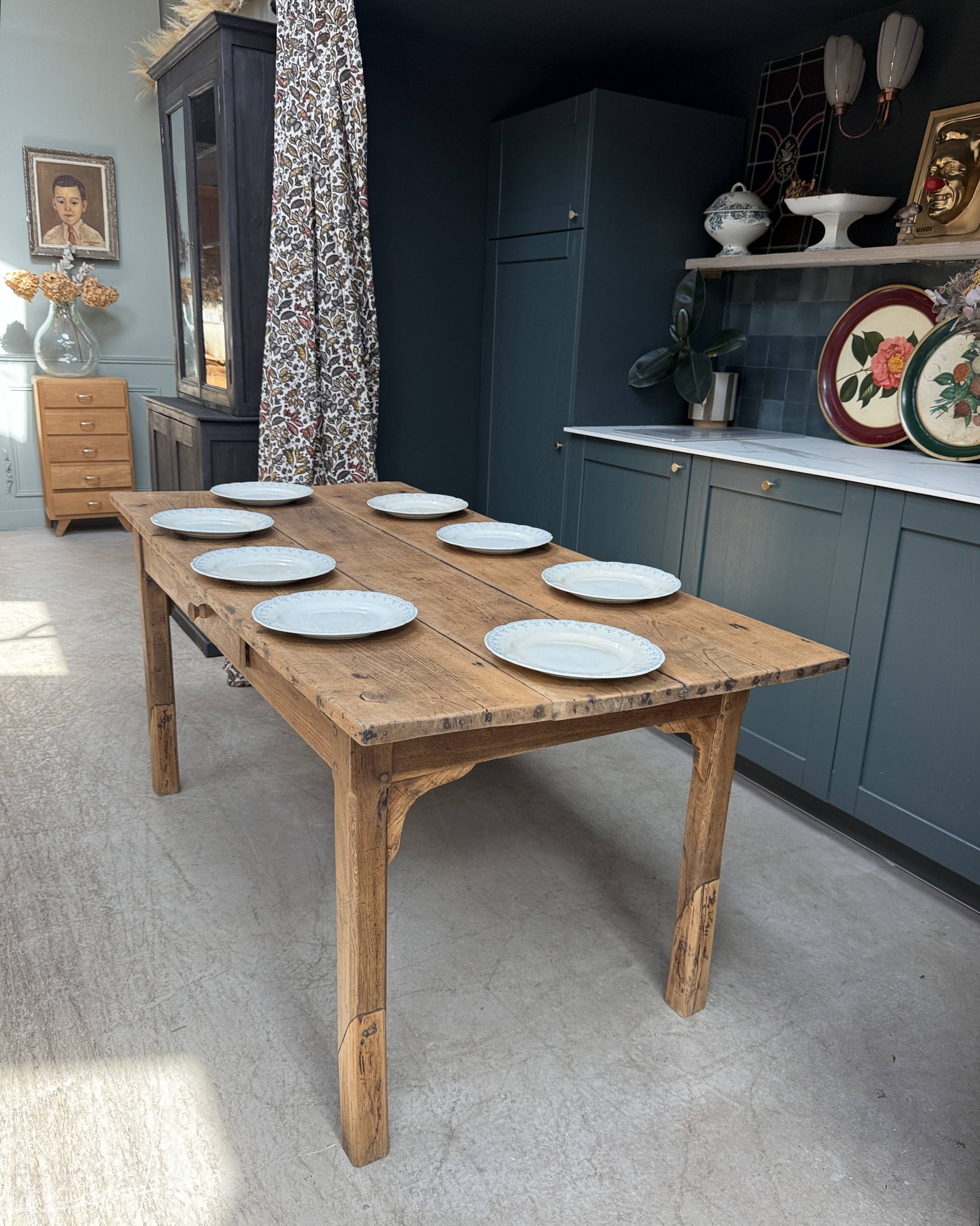 Table de ferme ancienne en chêne (rénovée)