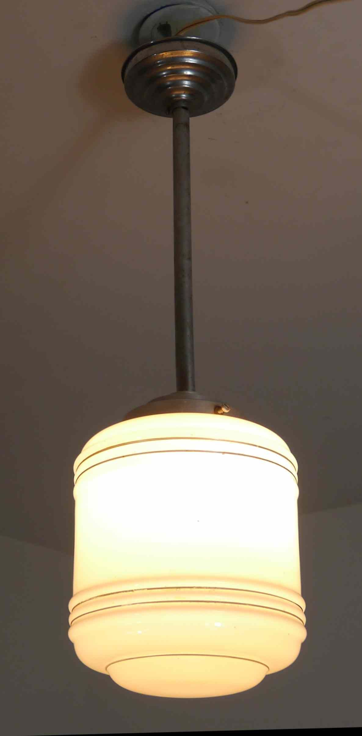 Suspension chandelier metal and opaline (Deutschland) art deco