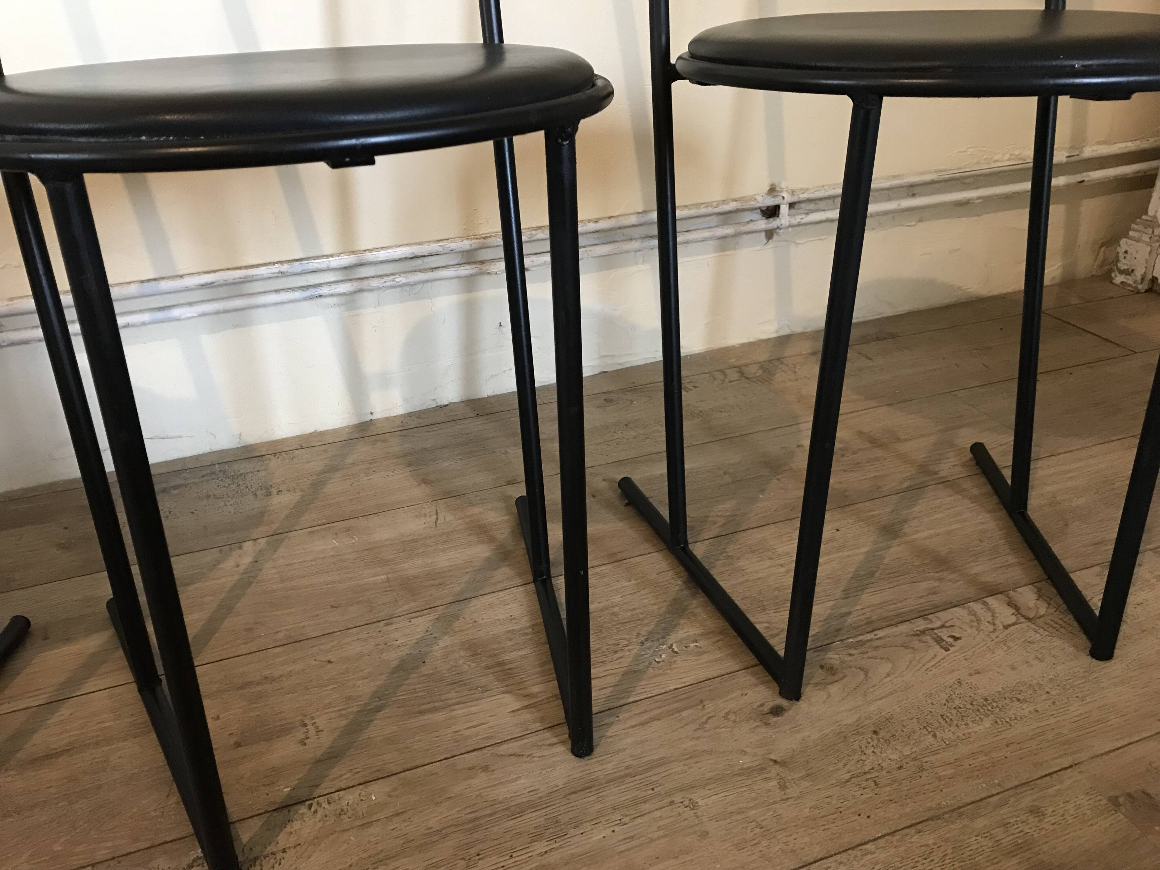 Set of 4 chairs Italy 1980 by Emilio Nanni for Fly-line