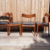 Set of 4 Scandinavian teak chairs and sky seats