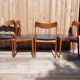 Set of 4 Scandinavian teak chairs and sky seats