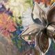 Pair of silver metal flower candle holders